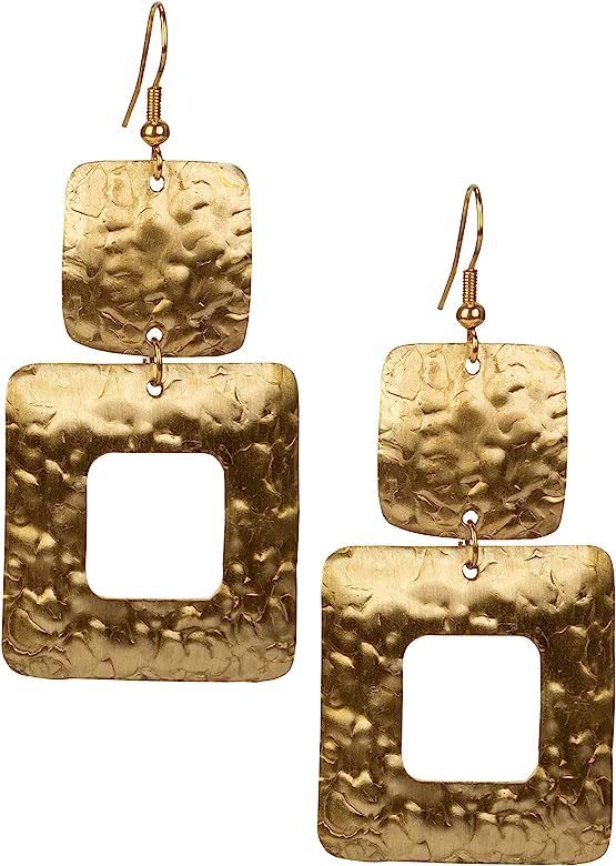 Square Hammered Earring for Women | Amazon (US)