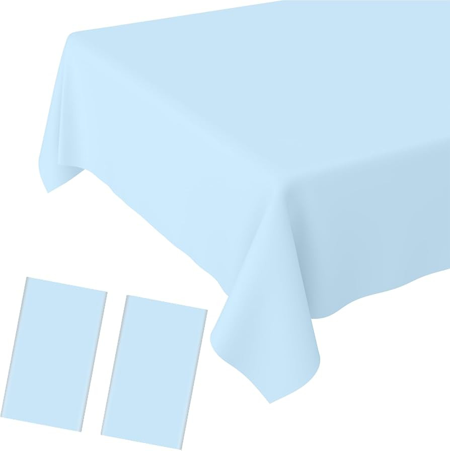 2 Pack Light Blue Tablecloth Disposable Baby Blue Table Covers 54" x 108" Blue Pastel Table Cloth... | Amazon (US)