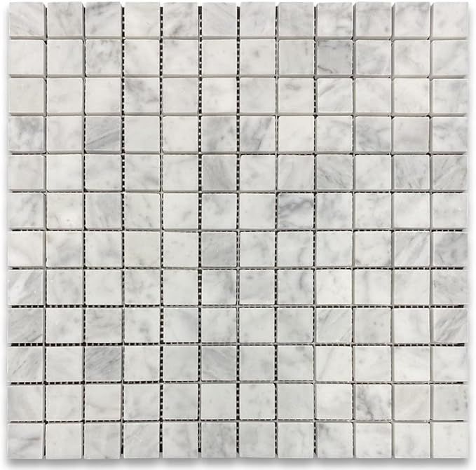 Stone Center Online Carrara White Marble 1x1 Square Mosaic Tile Honed Kitchen Bath Wall Floor Bac... | Amazon (US)