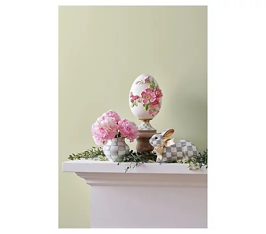 MacKenzie-Childs Touch of Pink Floral PedestalEgg - QVC.com | QVC