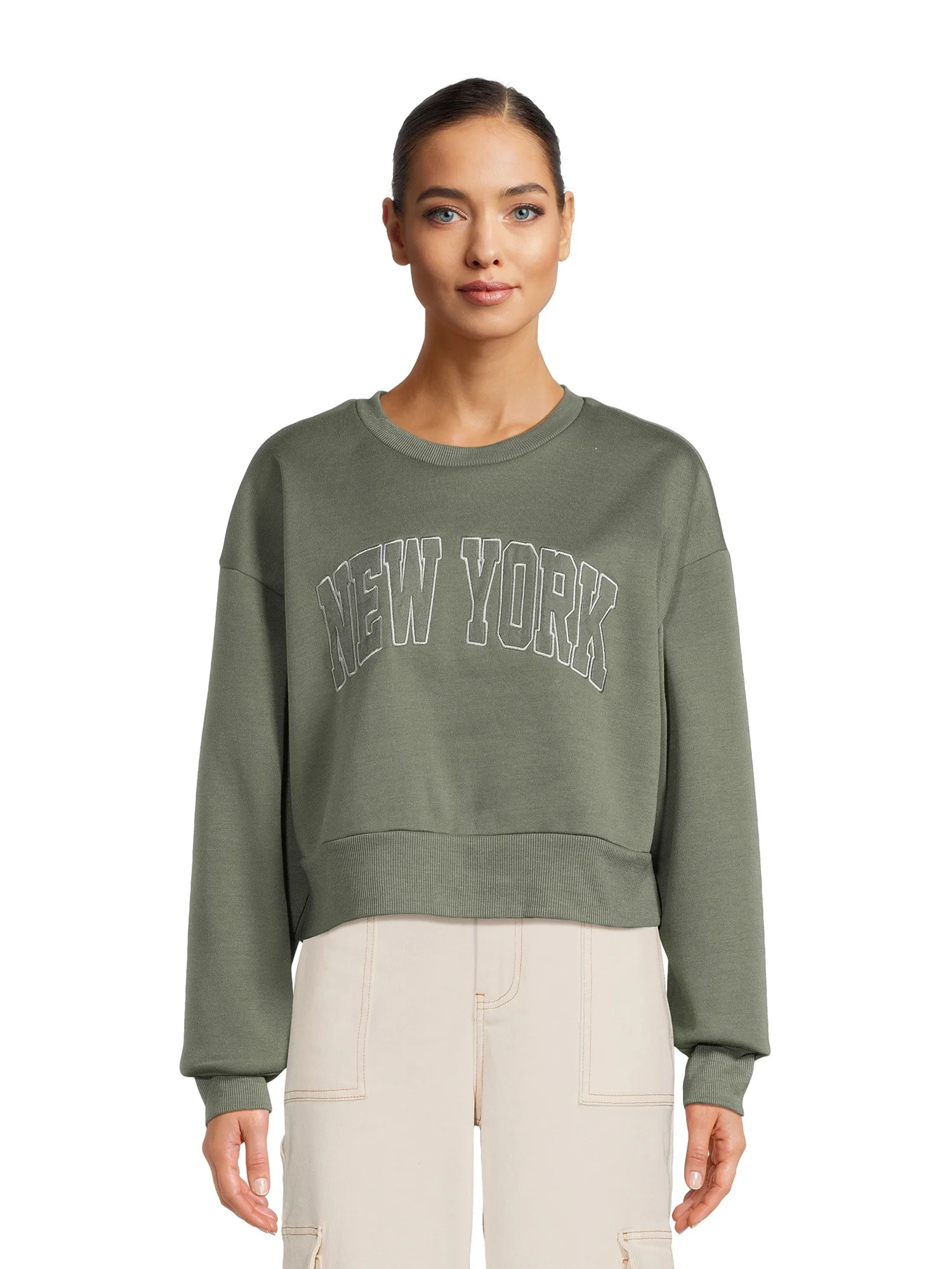 Liv & Lottie Juniors Cropped Varsity Sweatshirt - Walmart.com | Walmart (US)