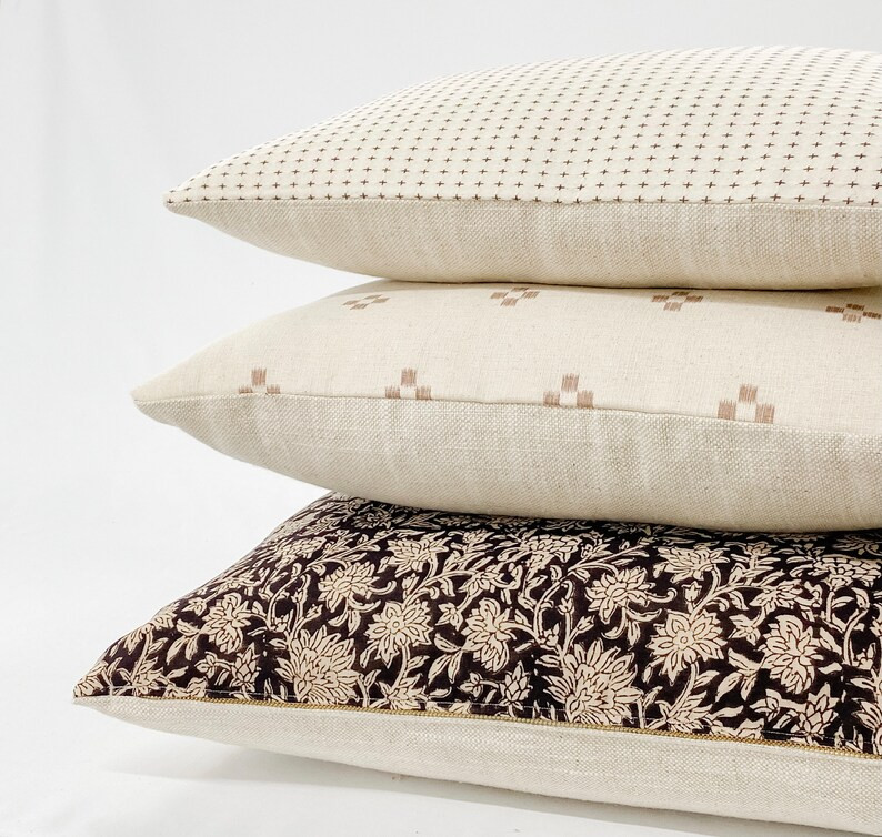 Set of Three + Sofa Pillow Cover Combo + Neutral Living Room Decor + Modern Transitional Style + ... | Etsy (US)