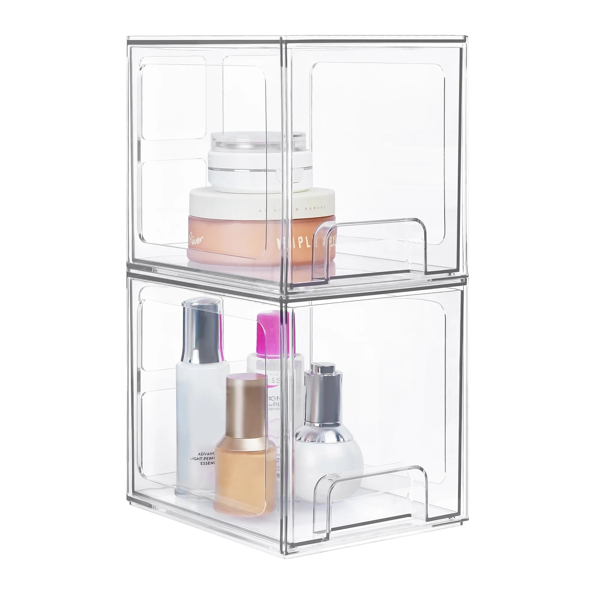 2 Pack Stackable Makeup Organizer Storage Drawers, Vtopmart Clear Plastic Storage Bins, 6.6" High... | Walmart (US)