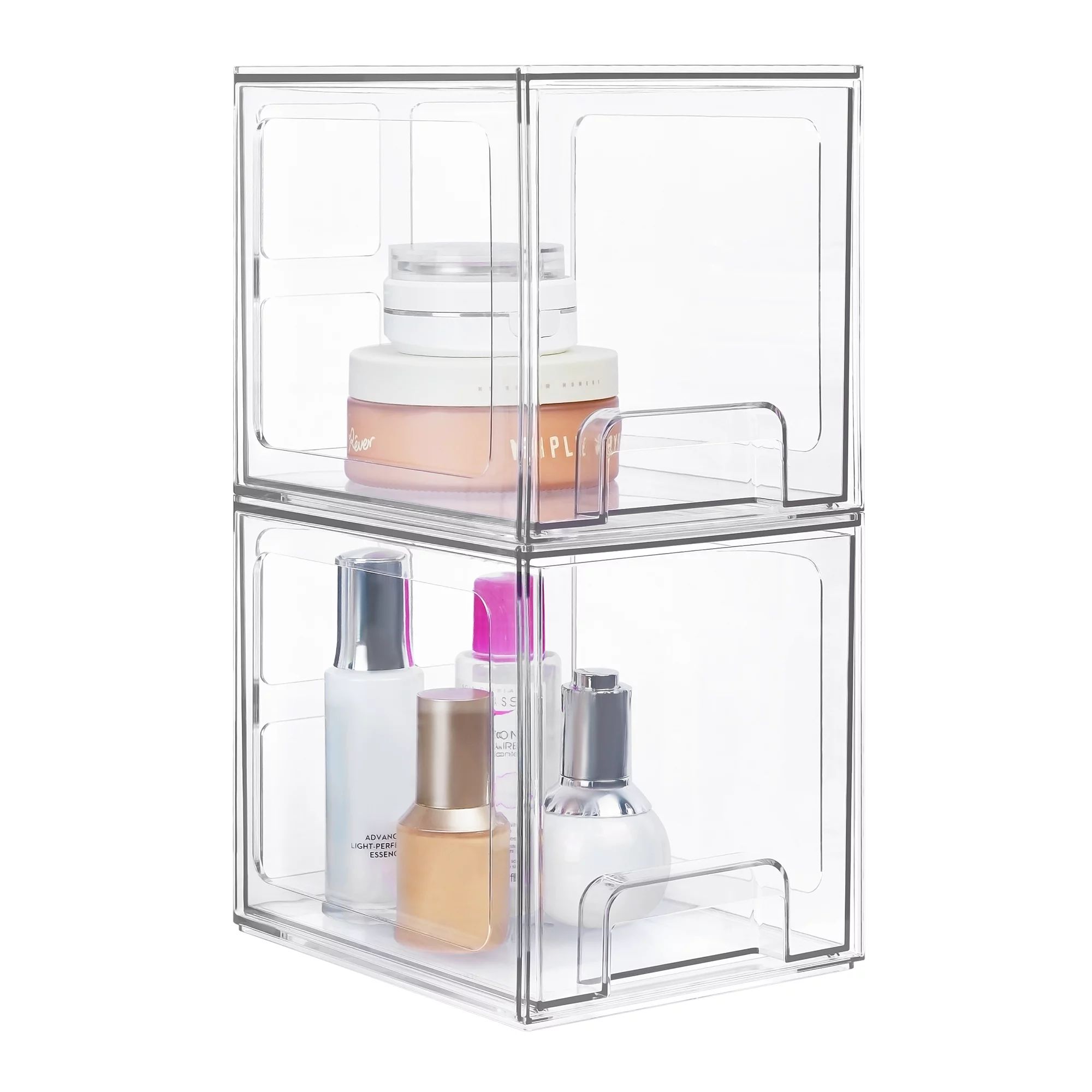 2 Pack Stackable Makeup Organizer Storage Drawers, Vtopmart Clear Plastic Storage Bins, 6.6" High... | Walmart (US)