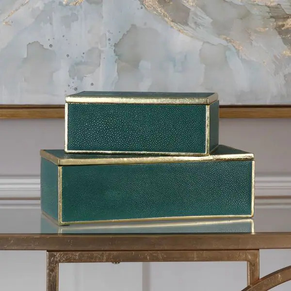 Uttermost Karis Emerald Green Boxes (Set of 2) | Bed Bath & Beyond