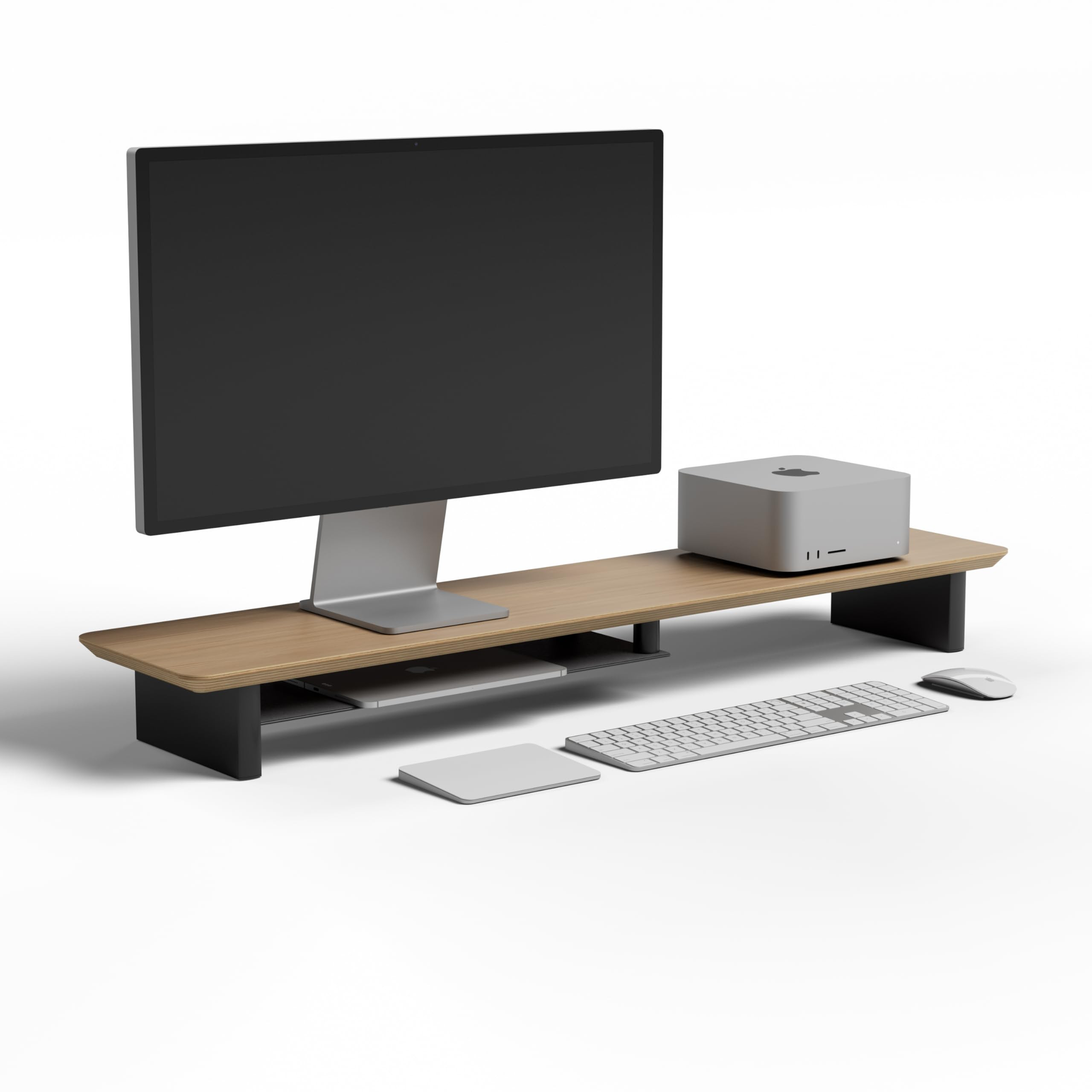 White Oak Dual‑Tier Ergonomic Desk Setup – Modern Wooden Monitor Stand & Workspace Riser, Hom... | Amazon (US)