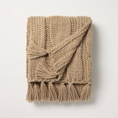 Oversized Cozy Knit Throw Blanket Tan - Hearth & Hand™ with Magnolia | Target