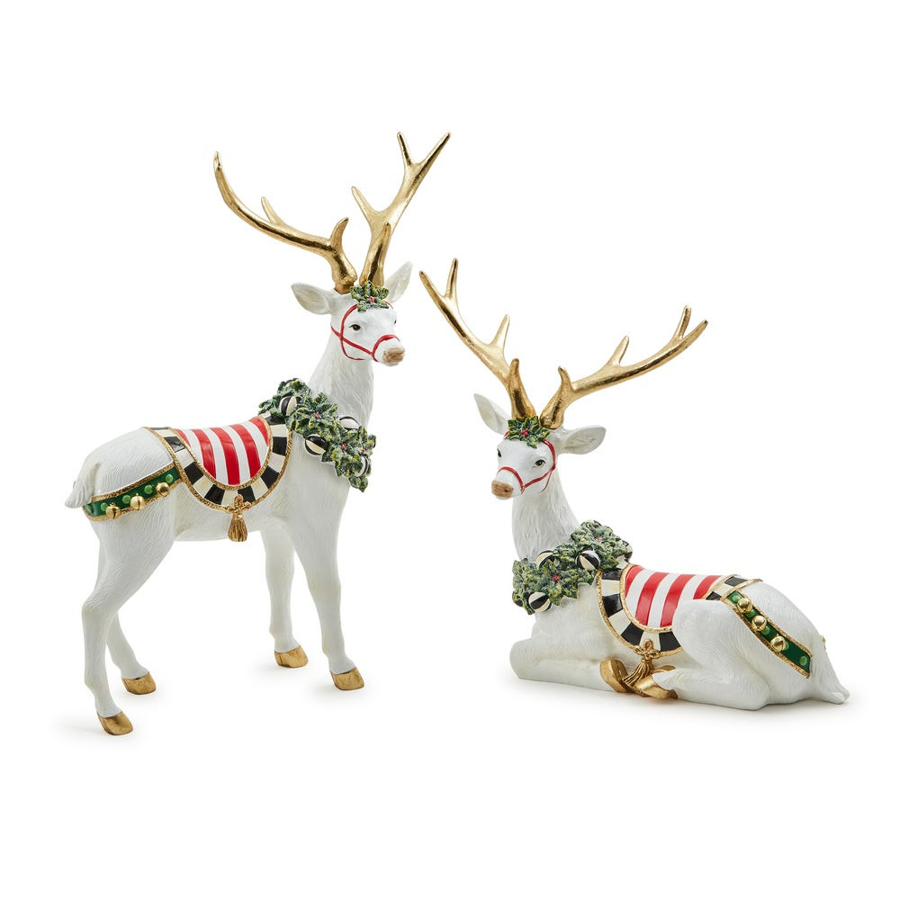 Peppermint Sitting & Standing Deer, Set of 2 | MacKenzie-Childs
