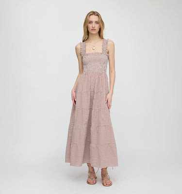 The Goldie Nap Dress - Cognac Gingham Cognac Gingham / XL | Hill House Home US