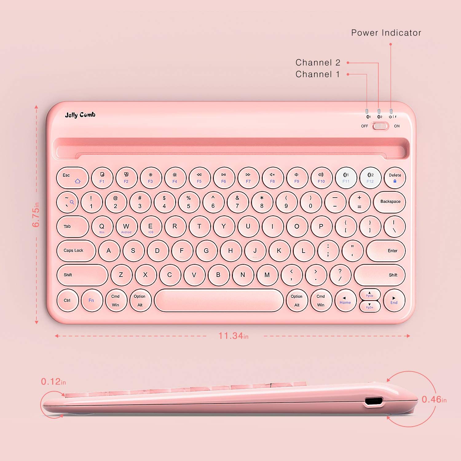 Bluetooth Keyboard, Jelly Comb Multi-Device Universal Bluetooth Rechargeable Keyboard with Integr... | Amazon (US)