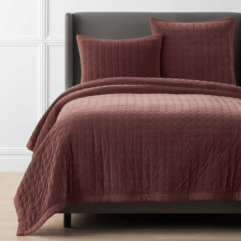 Tufted Stitch Velvet Quilt - Bordeaux, King/Cal. King - Purple/Red, Size California King, Cotton | The Company Store | The Company Store
