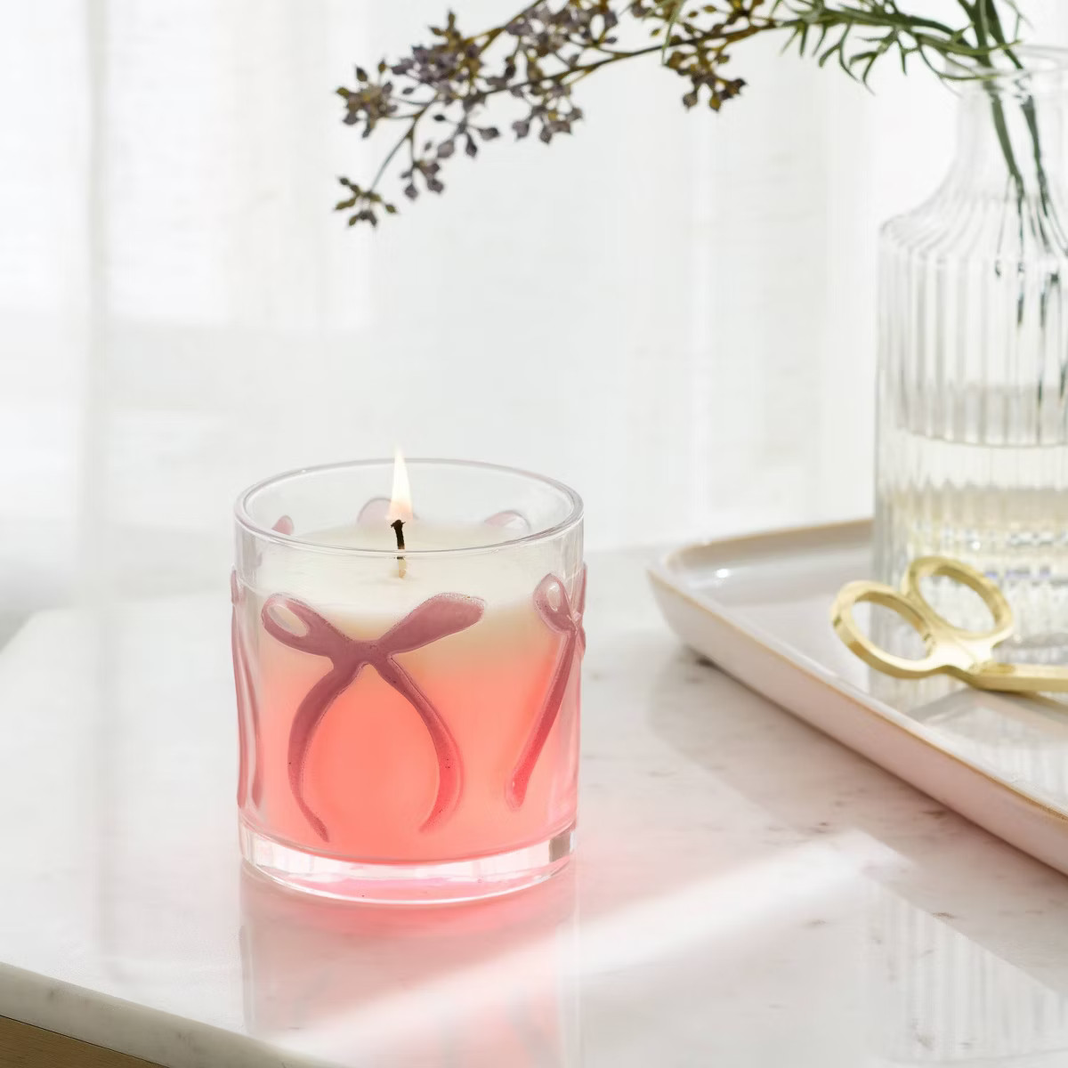 LED Embossed Bow Glass Jar Candle 7oz - Threshold™ | Target