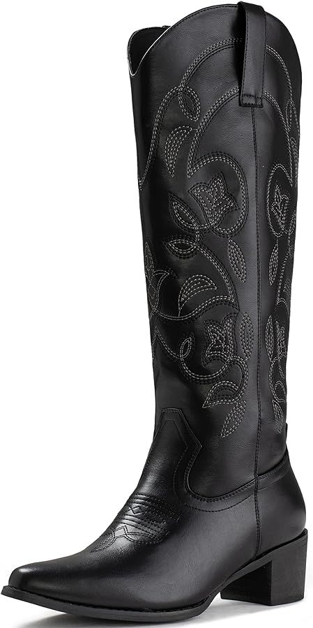 IUV Cowboy Boots For Women Pointy Toe Women's Western Boots Cowgirl Boots Mid Calf Boots | Amazon (US)