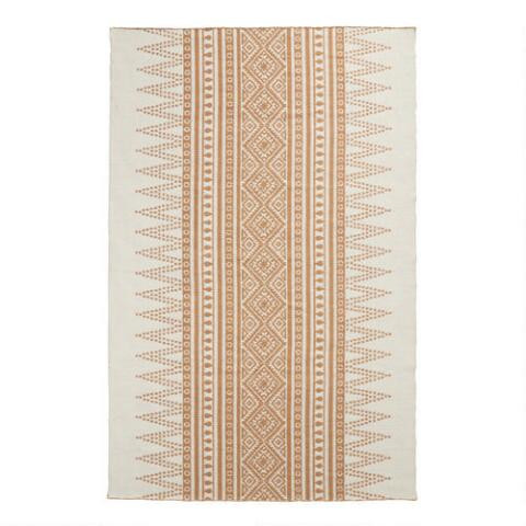 Bali Terracotta and White Ikat Reversible Indoor Outdoor Rug | World Market