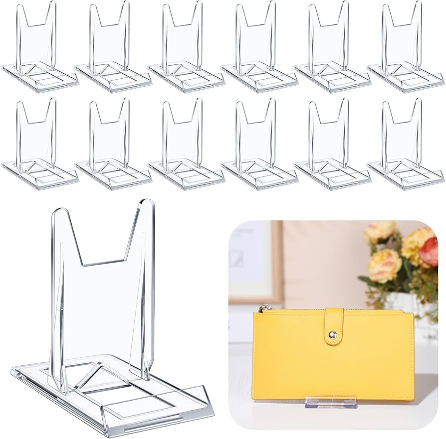 12 Packs Adjustable Purse Display Stand Clear Acrylic Handbag Stand Holder for Wallet Purses Hand... | Amazon (US)