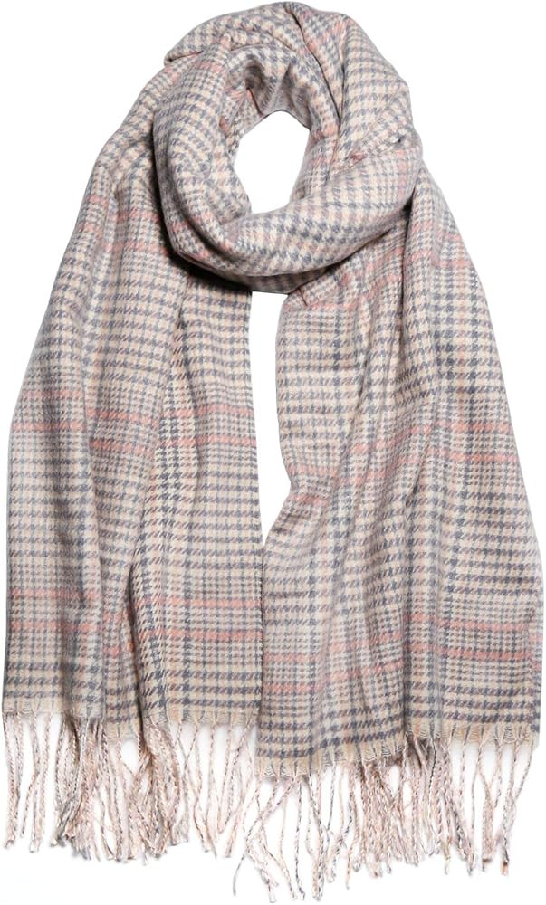 SOJOS Winter Warm Tartan Plaid Houndstooth Checked Soft Scarf Classic Cashmere Feel Shawls Wraps SC3 | Amazon (US)