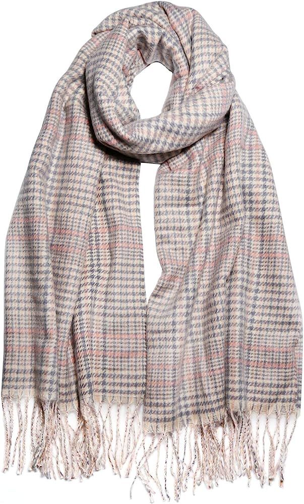 SOJOS Winter Warm Tartan Plaid Houndstooth Checked Soft Scarf Classic Cashmere Feel Shawls Wraps SC3 | Amazon (US)