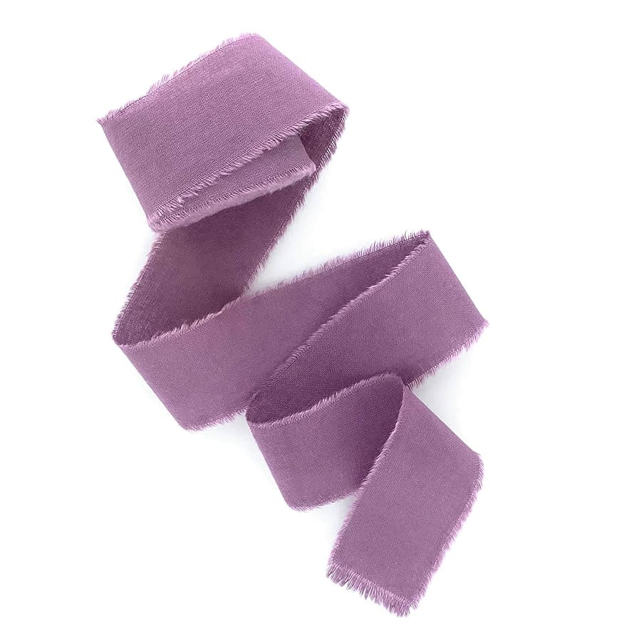 Amethyst ribbon 1/2" 1" 2" 3 inch wide 5yd cotton Frayed edges hand dyed for Rustic wedding invit... | Amazon (US)