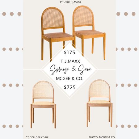 🚨New Find🚨 The McGee and Co. Hadden Natural Chair features a natural finished oak frame, arched back, coastal style, a modern silhouette, cane backing, rounded legs, and a rattan seat. 

I found cane arched dining chairs that feature an arched back, rounded legs, a modern shape, coastal style, cane backing, and a woven seat at T.J.Maxx, Target, Walmart, and Wayfair. I also found ones that have a linen seat or a boucle seat, if that’s more your thing.

Curved back dining chair, cane dining chair,  arched back chair, coastal dining chairs, wicker dining chairs, rattan dining chairs. #mcgeeandco #studiomcgee #tjmaxx #lookforless #diningroom #chairs #seating #furniture #dupe. McGee and Co. Hadden Natural Chair dupe. McGee and co dupe. Studio McGee dupe. Dining room chairs. Tj maxx finds. Modern dining chair. Dining room seating. Deal of the day. Sale alert. Look for less. Spend and save. McGee and co furniture dupes. Studio McGee furniture dupes. Mcgee and co dining chair dupes. Studio McGee dining chair dupes  

#LTKhome #LTKsalealert #LTKFind