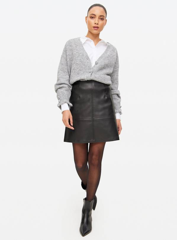 Black Faux Leather A-Line Mini Skirt 6 | Tu Clothing