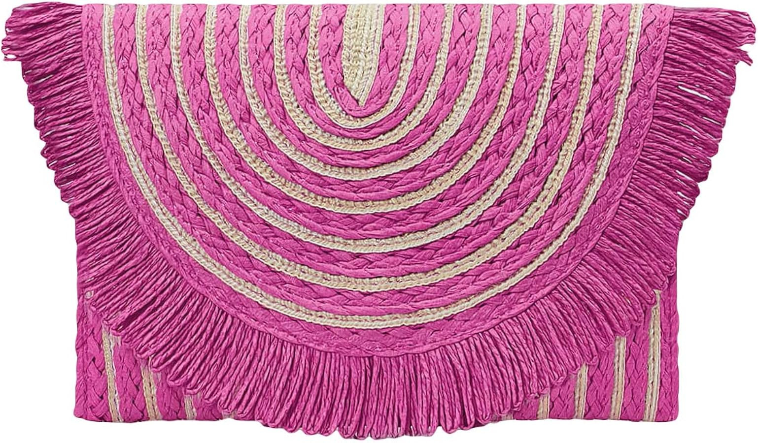 Verdusa Women's Fringe Straw Clutch Handbags Envelope Woven Summer Beach Bags | Amazon (US)