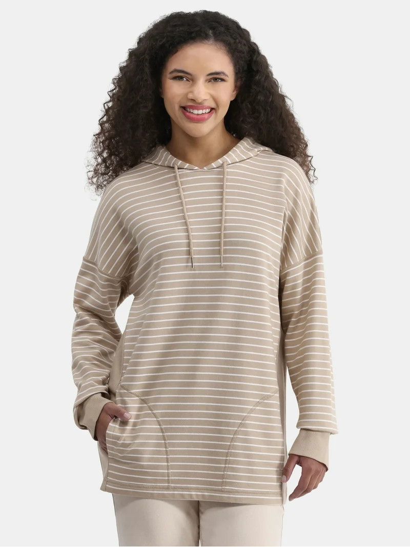 Time And Tru Women's Tunic Hoodie with Long Sleeves, Size XS-XXXL | Walmart (US)