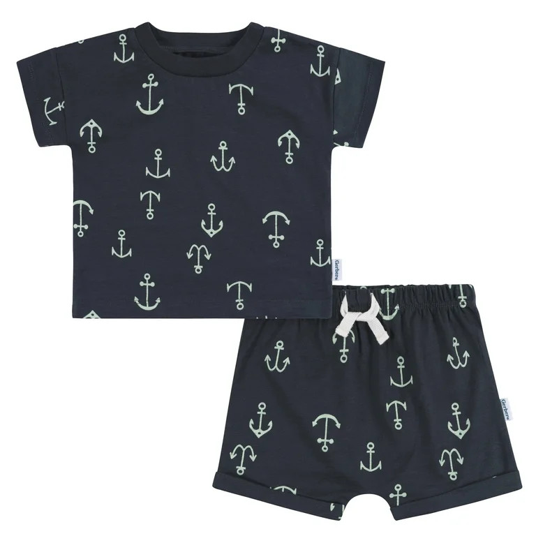 Gerber Baby Boy Matching Top and Short Set, 2-Piece, Sizes 0/3 Months - 24 Months - Walmart.com | Walmart (US)