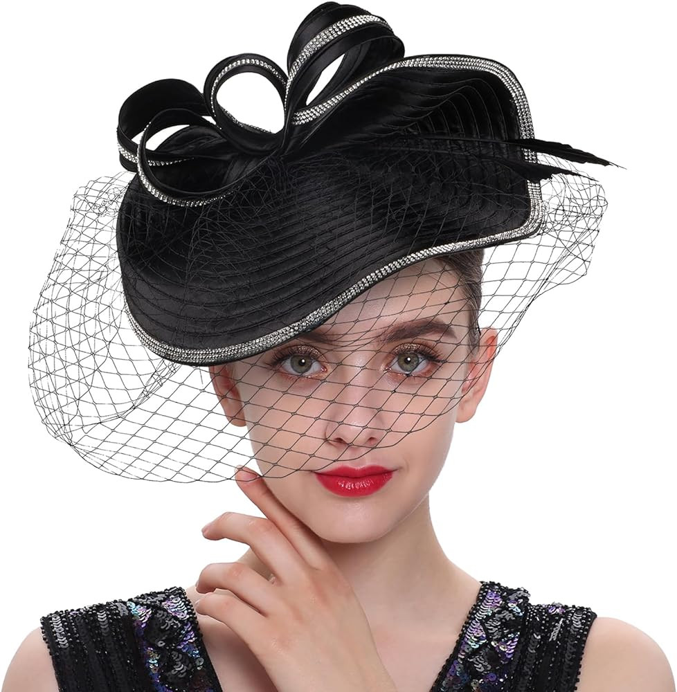 Women's Tea Party Hat Mesh Floral Feather Hair Clip Fascinator Headwear for Wedding Cocktail | Amazon (US)