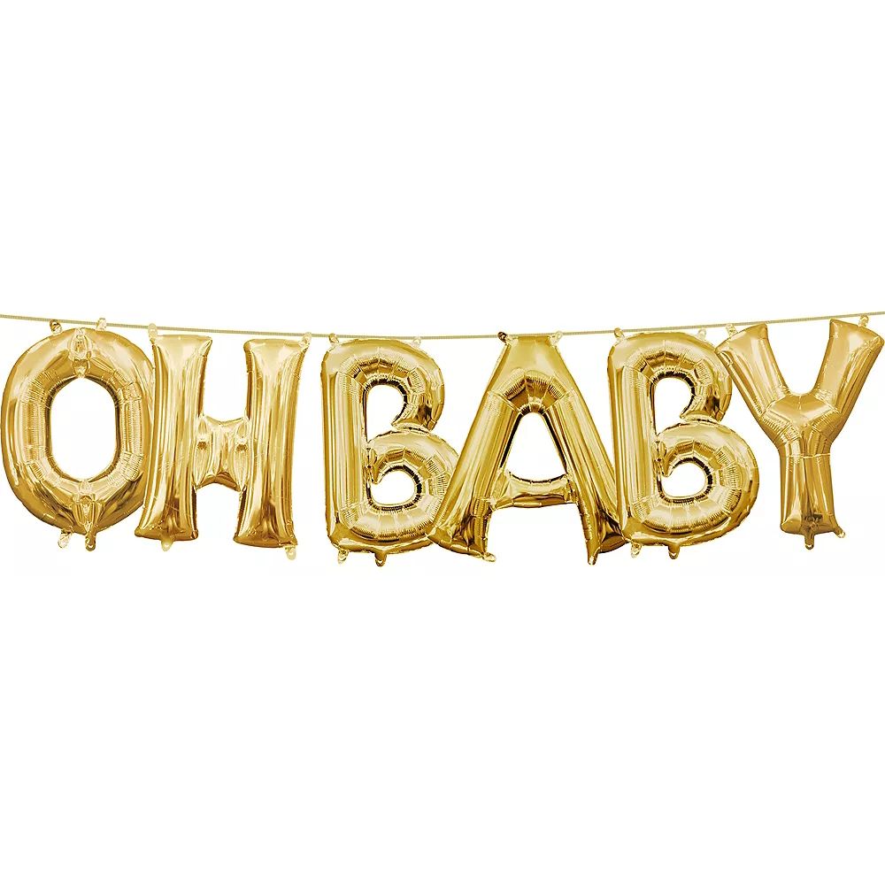 13in Air-Filled Gold Oh Baby Letter Balloon Kit | Party City
