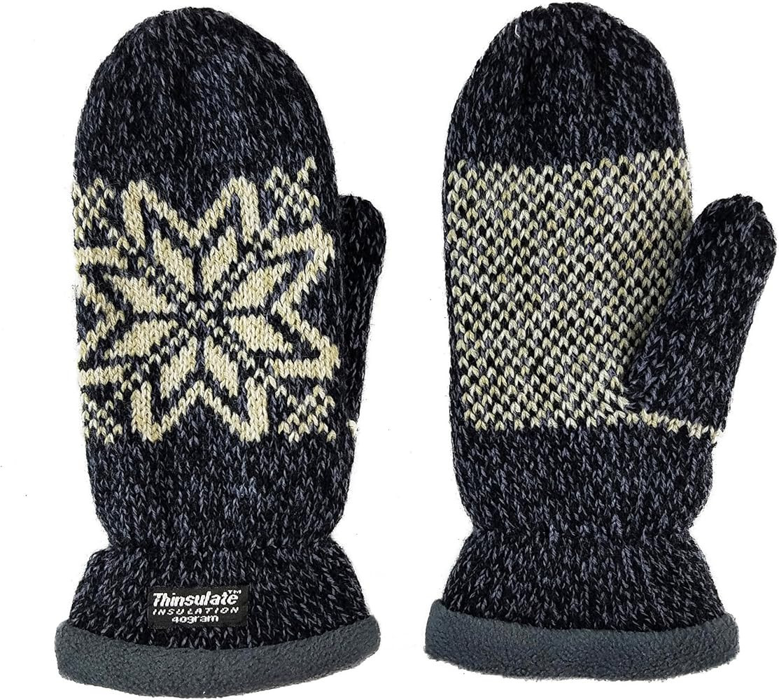 BRUCERIVER Women Snowflake Knit Mittens with Warm Thinsulate Fleece Lining | Amazon (US)