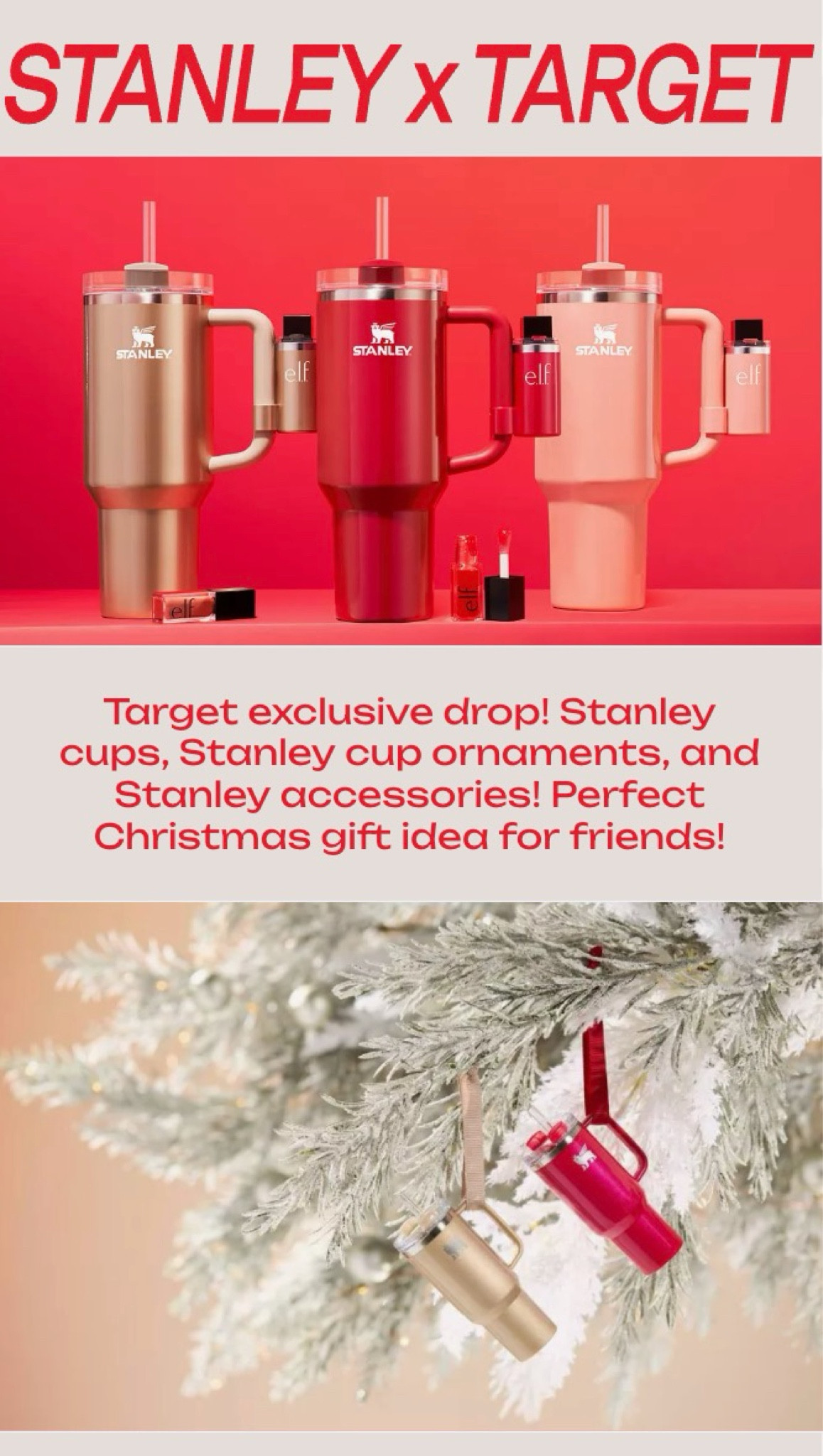 New Stanley cups and Stanley cup ornaments at Target! They also collaborated with elf to make lip oil holders! everything starting a trust $6…such a great Christmas gift idea! 
…………………..
Christmas ornament exchange white elephant exchange white elephant part yankee swap party Christmas ornaments red stanley cup teen girl gifts teen girl gift ideas gift ideas for girls gift ideas for friends christmas gifts under $50 Christmas gifts under $10 friend group gifts teacher gift ideas gifts for girls under $20 stanley cups at target target stanley cups target finds target new arrivals christmas decor christmas shopping 

#LTKHoliday #LTKGiftGuide #LTKKids