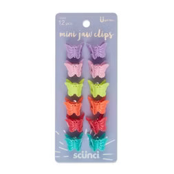 scunci Butterfly Bright Colors Mini Jaw Clips - 12ct | Target