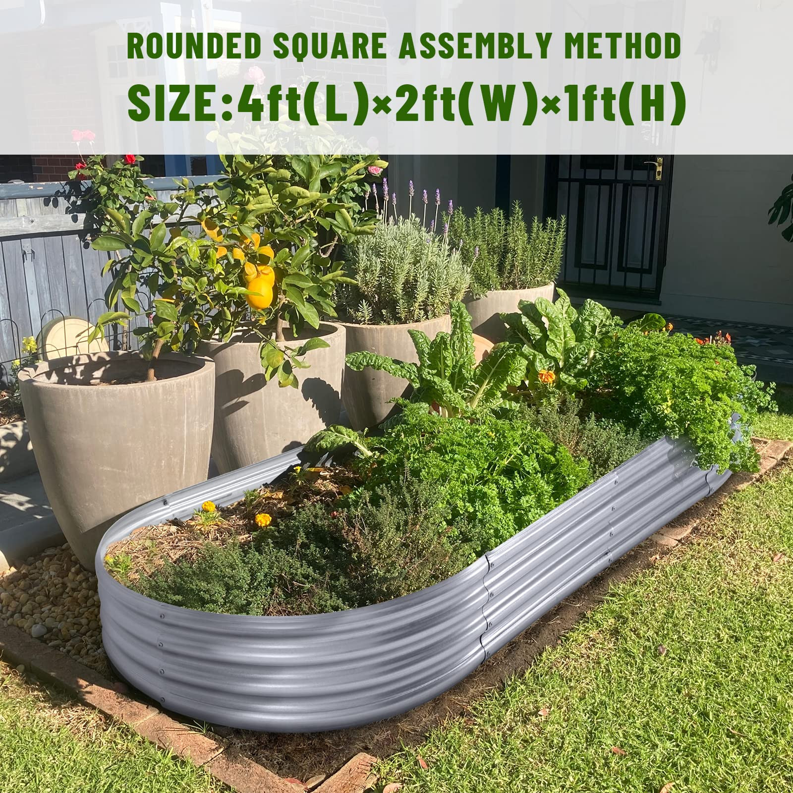 Land Guard Galvanized Raised Garden Bed Kit, Galvanized Planter Garden Boxes Outdoor, Oval Large ... | Amazon (US)