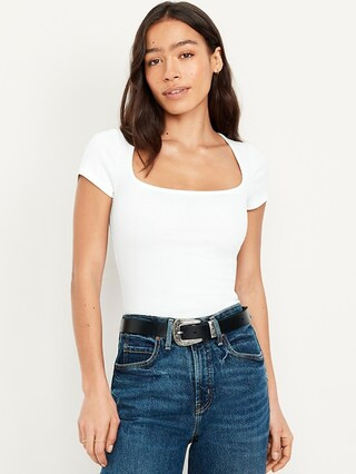 Ribbed Square-Neck T-Shirt | Old Navy | Old Navy (US)