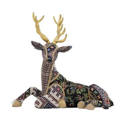 Gulches Elegant 12.2"x6.3"x10.5" Velvet Foam Sitting Deer Statue - Unique Decorative Accent for Year-Round Home Decor | Target