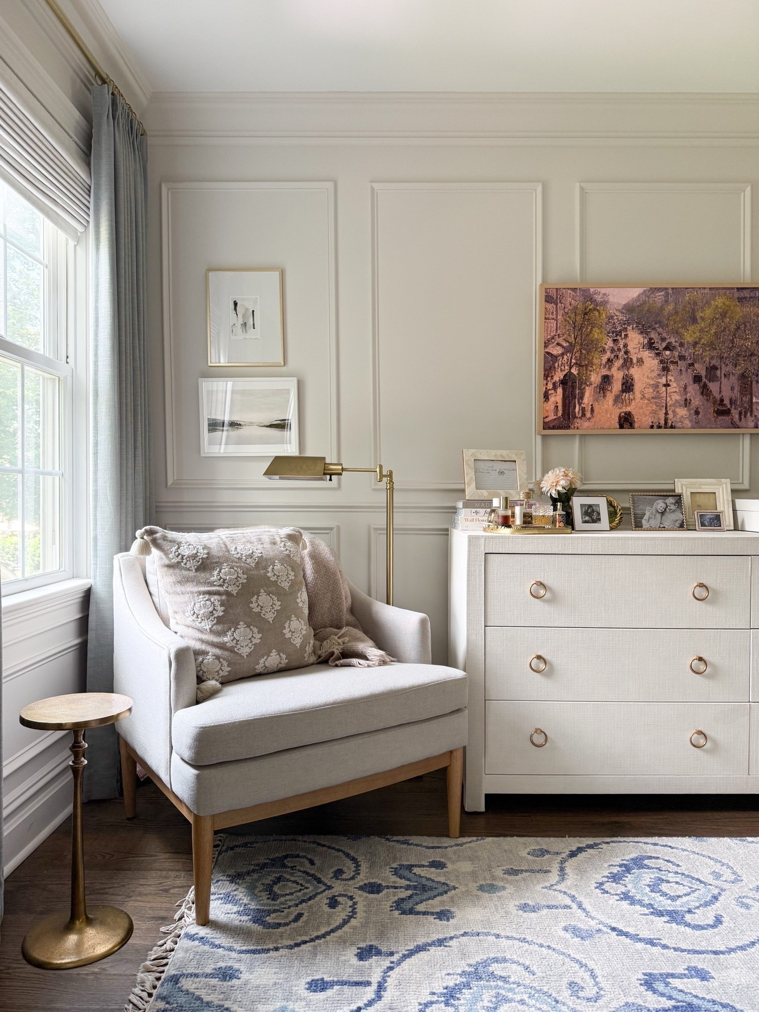 This space is such a beautiful example of mixing classic details with modern coastal style. The soft neutrals, blue patterned rug, woven textures, and collected artwork create a room that feels calm, timeless, and personal.

modern coastal home, living room inspiration, neutral home decor, blue rug, accent chair, dresser styling, classic interiors, coastal living room, layered home decor, timeless design, home styling ideas, girlonthehudson

#LTKHome #LTKSeasonal #LTKdayinmylife