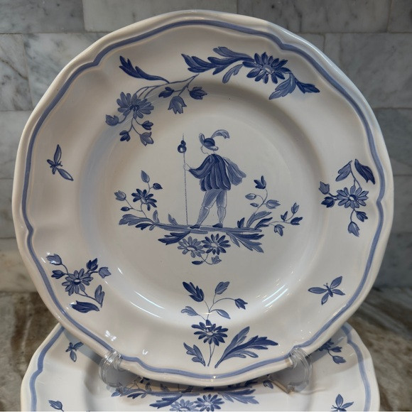 Longchamp Blue Moustiers French 10 1/4" Dinner Plate Rare Vintage Excellent | Poshmark