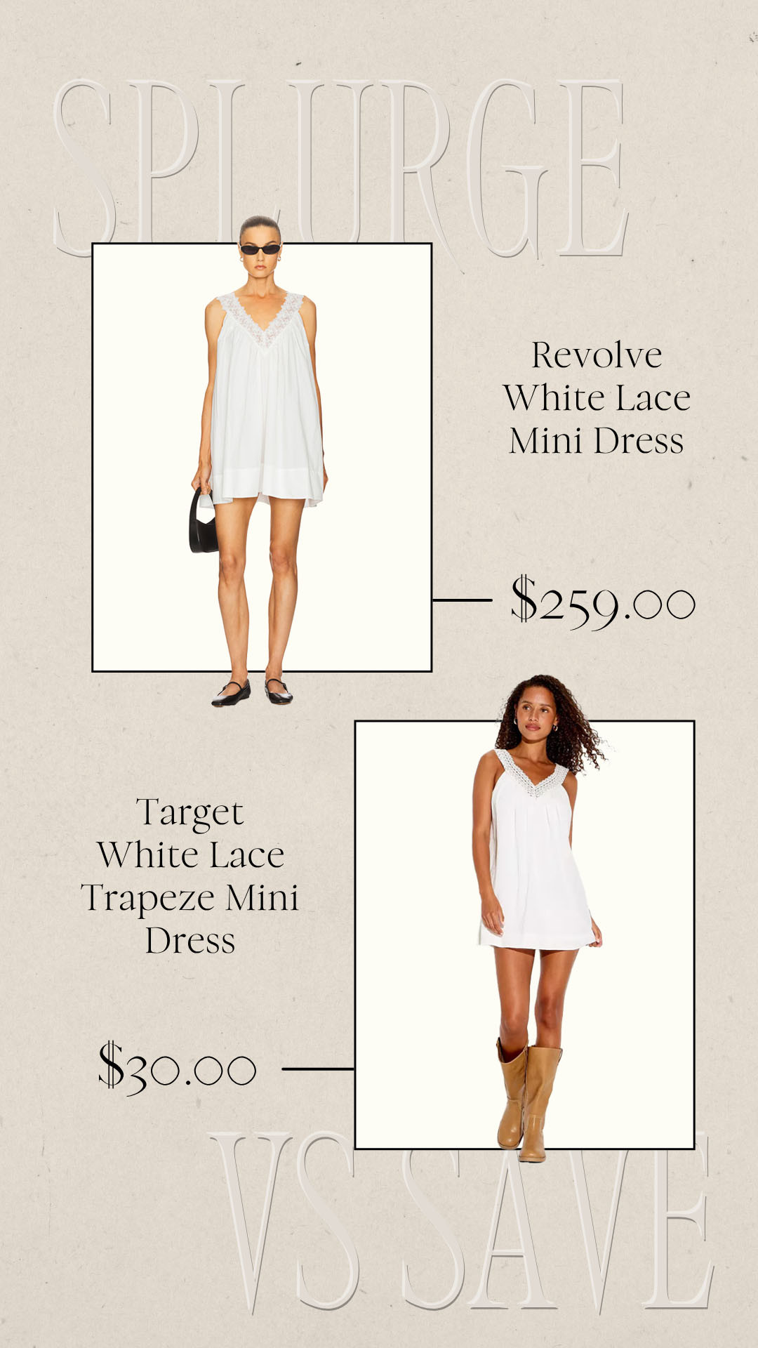 Splurge vs Save | Lace Dress | White Dress | Target Fashion 

 #LTKootd #LTKSeasonal #LTKSaleAlert