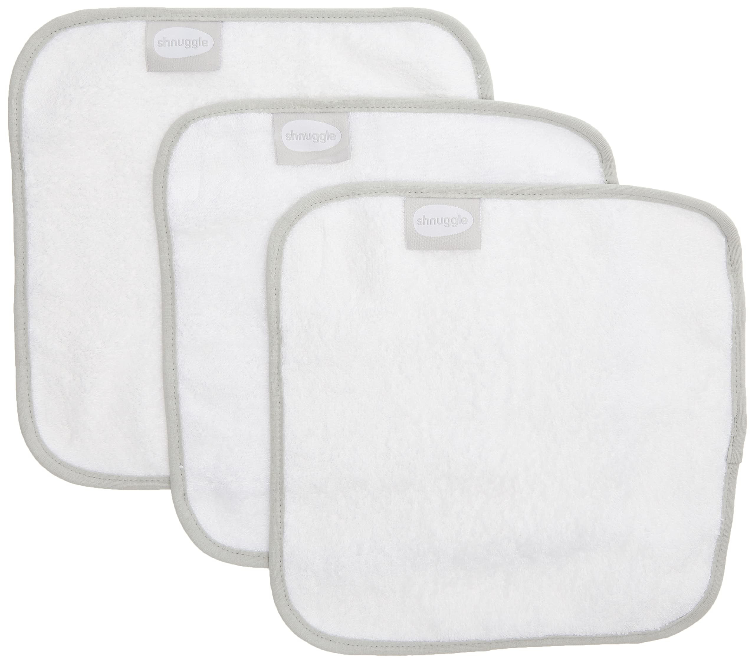Shnuggle Baby Wash Cloths White | 3 Pack of Super Premium Soft Cloths | 26 x 26cm | Made from Nat... | Amazon (UK)