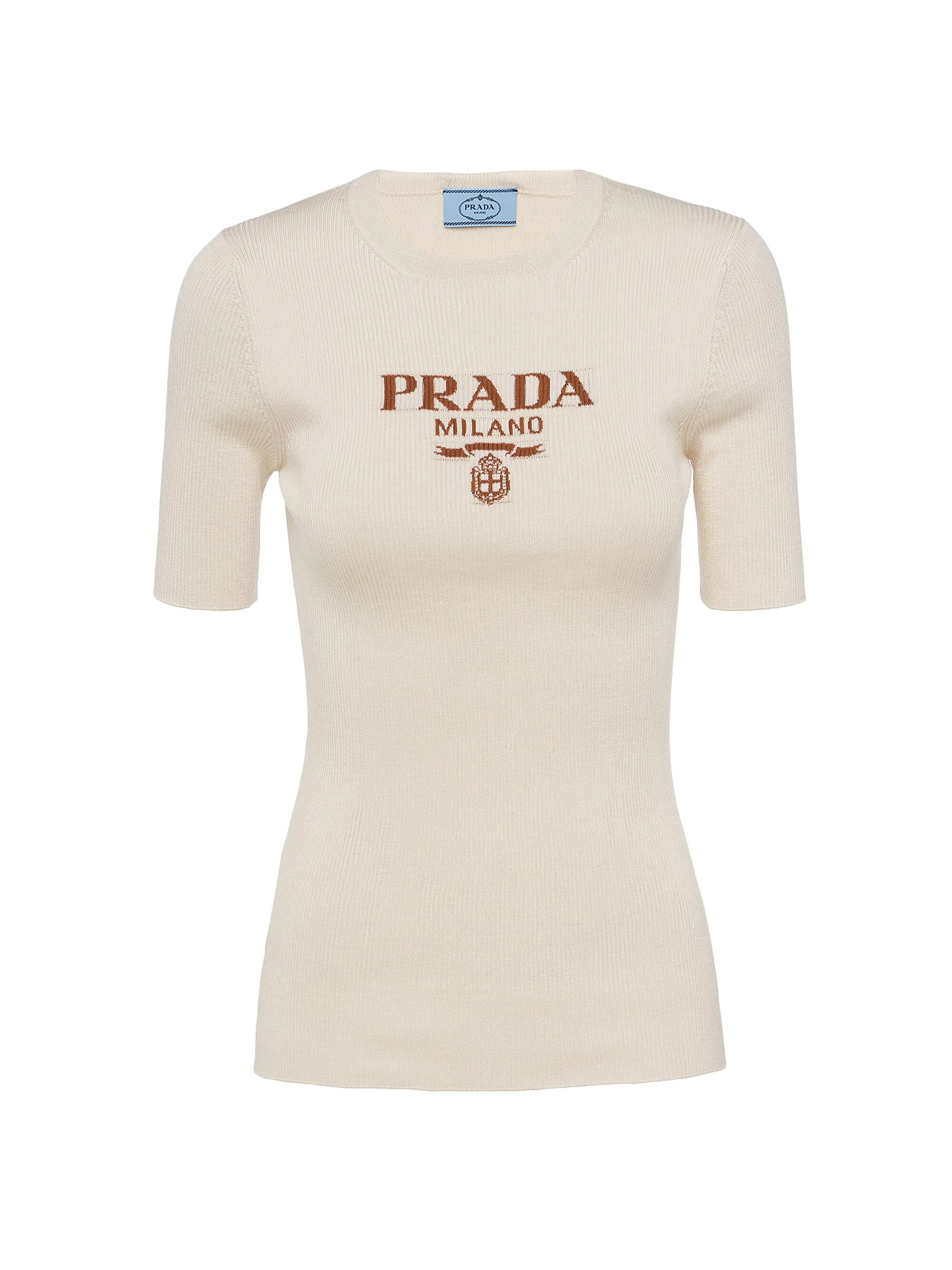 Silk Crewneck Sweater with Logo | Saks Fifth Avenue