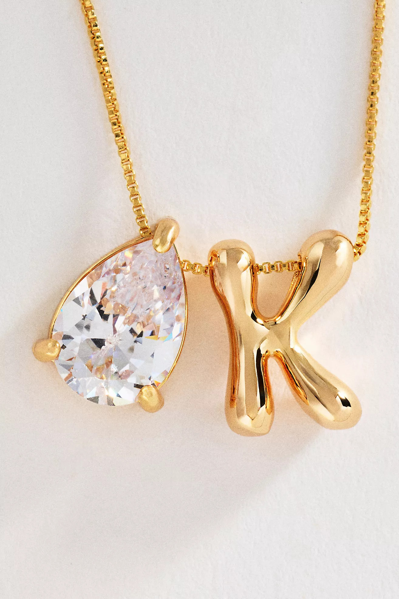 Initial Charm and Pear-Cut Stone Necklace | Anthropologie (US)