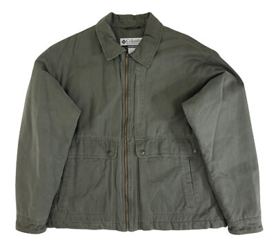 COLUMBIA Mens Jacket Barn Coat Green Chore Blanket Lined Canvas Work Sz XL READ | eBay US