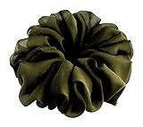 Scrunchies for Hair Large Big Soft Chiffon Fancy Accessories Hairstyle Decor HairTies (Dark Green) | Amazon (US)