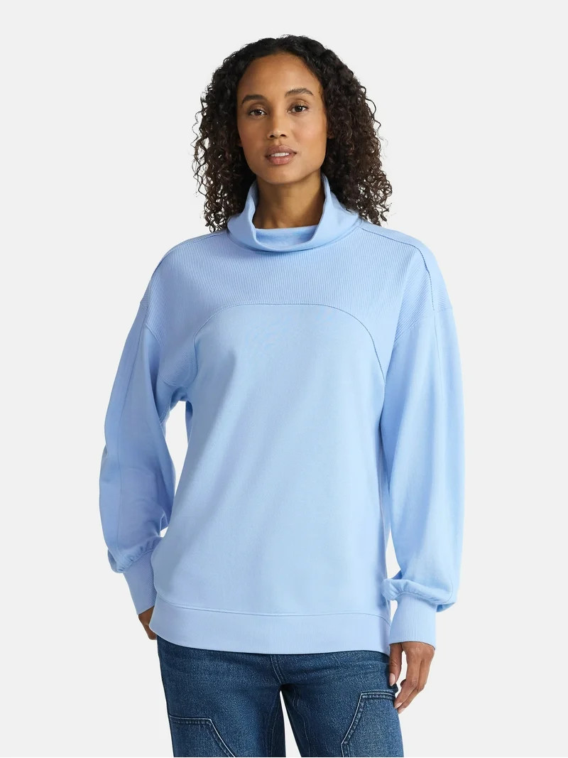 Time and Tru Women's Ottoman Ribbed Pullover Top with Long Sleeves, Size XS-XXXL | Walmart (US)