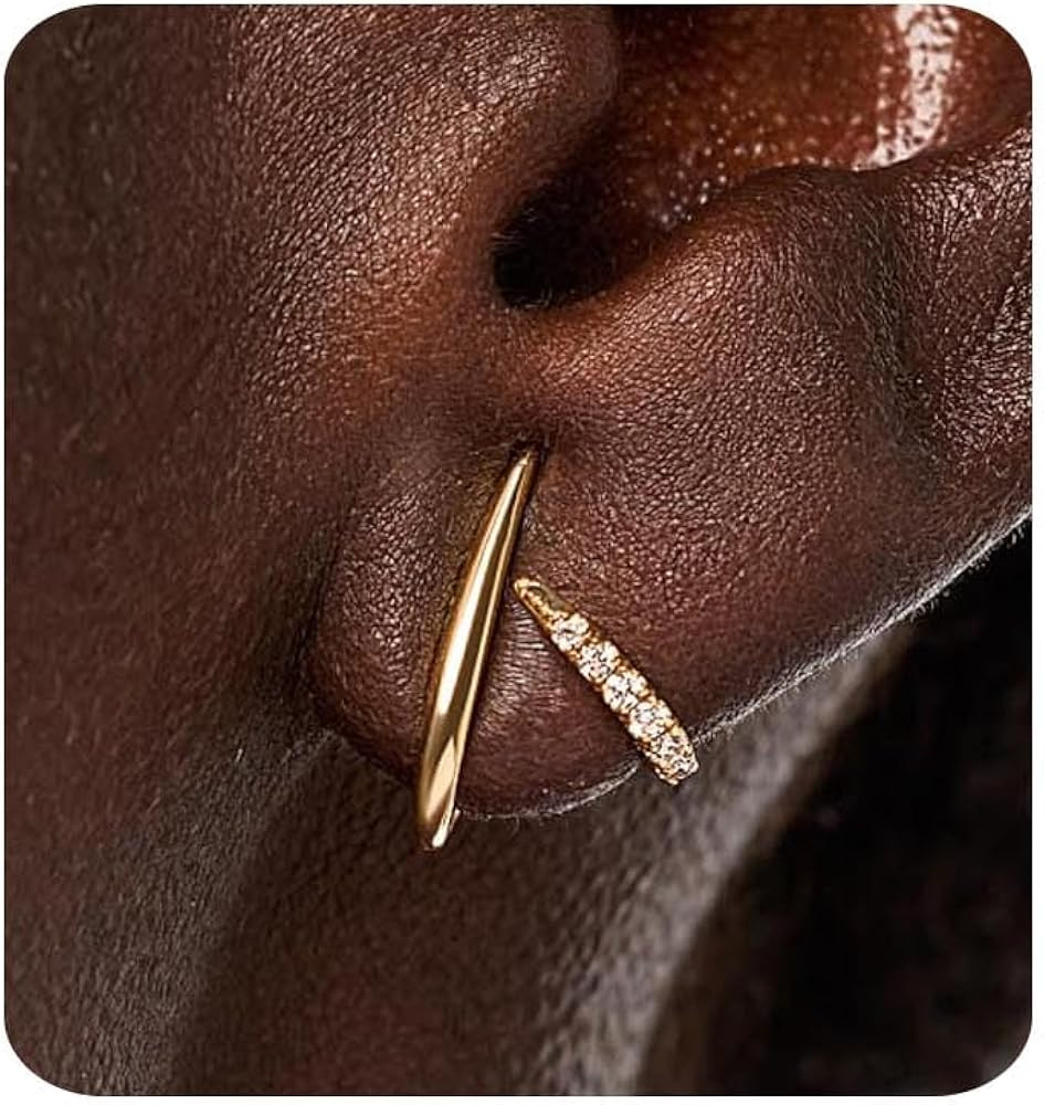 Gold Earrings for Women Trendy 14K Gold Plated Stud Earrings Dainty Minimalis Hypoallergenic CZ E... | Amazon (US)