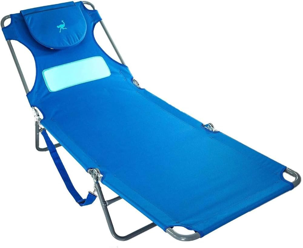 Ostrich Ladies Comfort Lounge Chaise Lounge Only Chair with Foldable Arm Rest in Blue Polyester a... | Amazon (US)