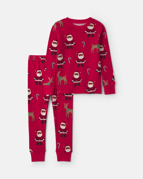 Toddler 2-Piece Brown Santa Christmas 100% Cotton Snug Fit Pajama Set - Red | Carter's Inc