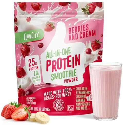 FlavCity All in One Protein Shake Powder, Berries and Cream - On the Go Meal Alternative + Collag... | Amazon (US)
