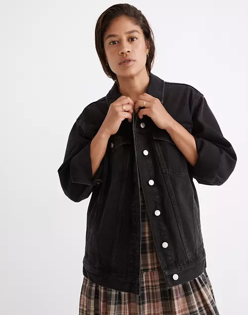 The Oversized Trucker Jean Jacket in Washed Black | Madewell