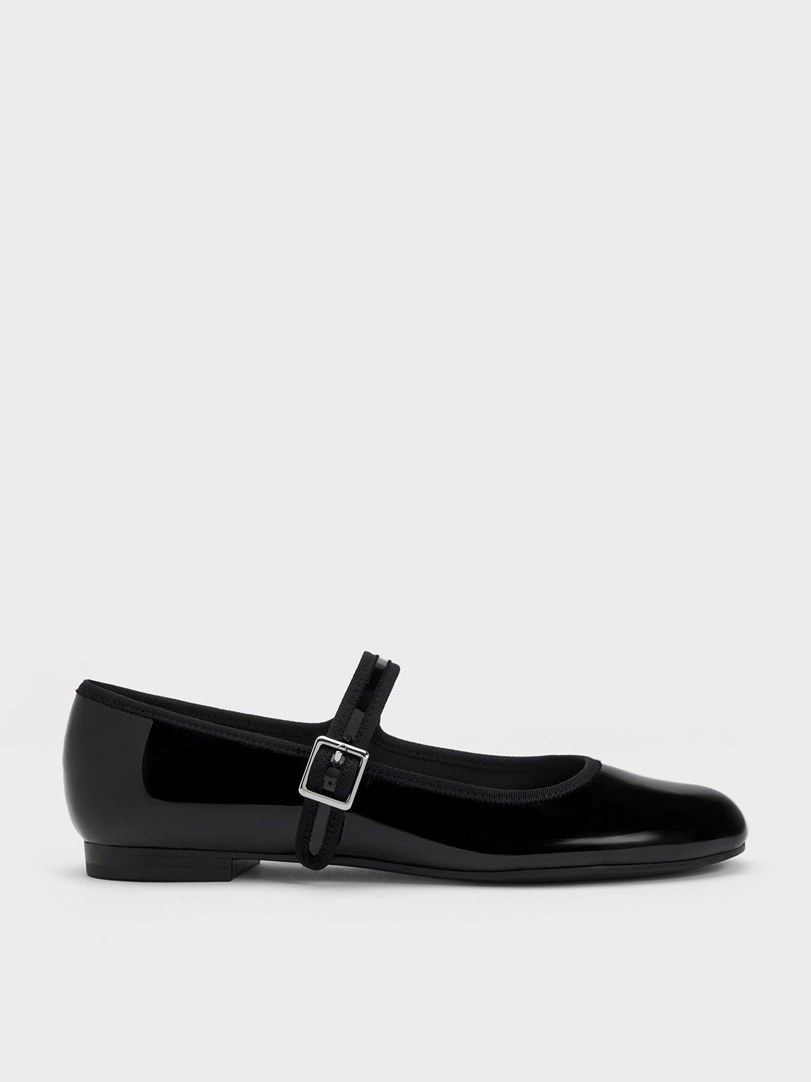 Patent Buckled Mary Jane Flats
 - Black | Charles & Keith UK